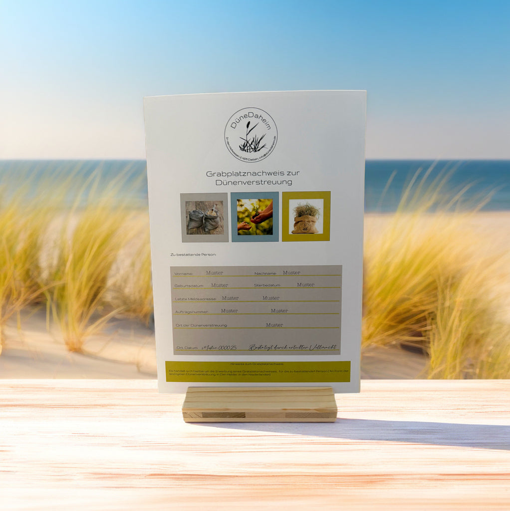 DüneDaheim Grabplatznachweis, spätere Dünenverstreuung in den Dünen
