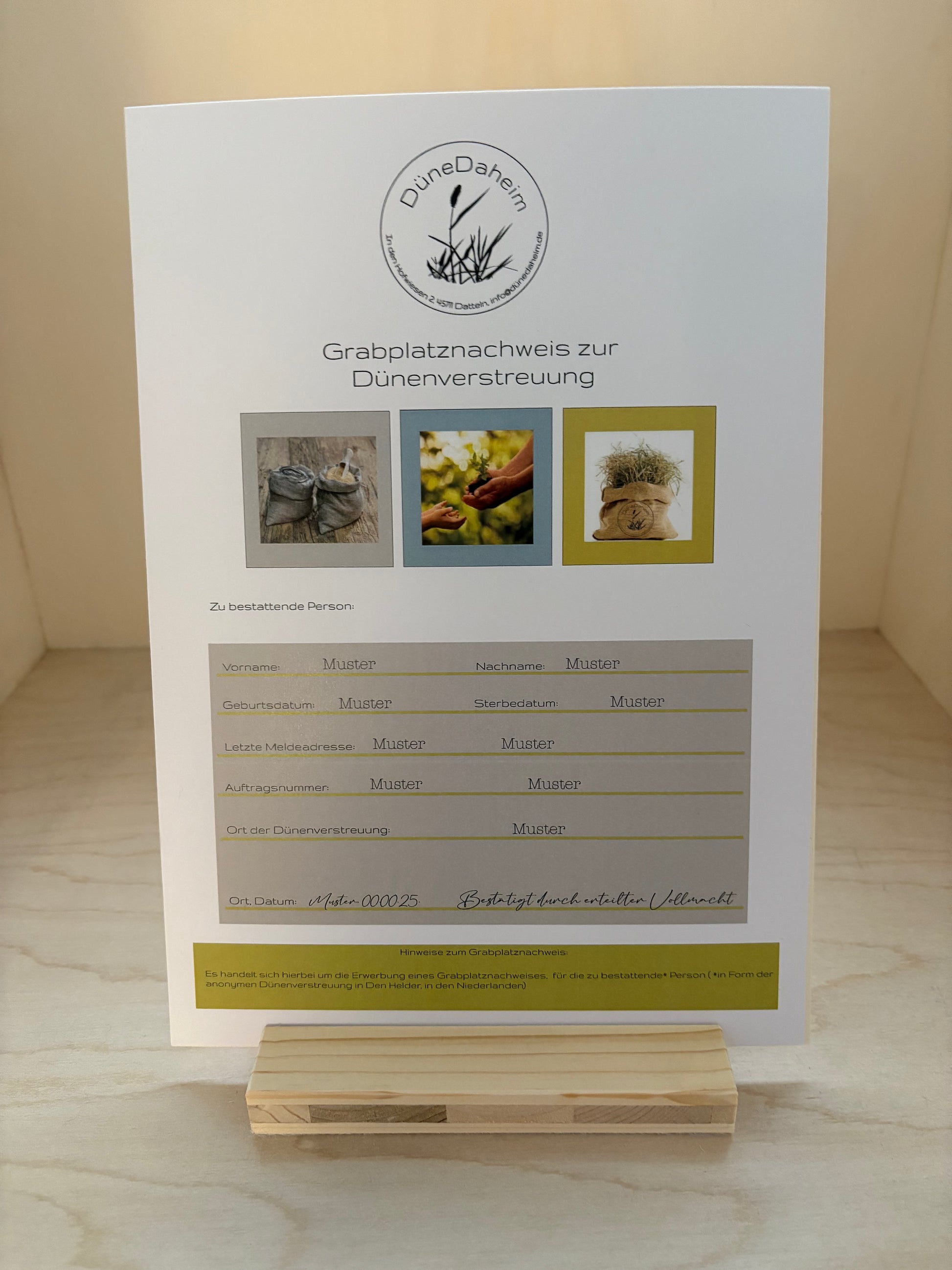 Grabplatznachweis zur Dünenversteuung