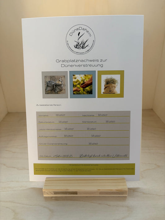 DüneDaheim Grabplatznachweis, spätere Dünenverstreuung in den Dünen